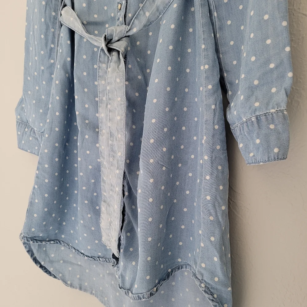 GB girls Polka Dot Shirt Dress, size Small, Blue & White - Picture 3 of 11